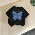 thumbnail image 4 of Girls Kids Butterfly Graphic Tee Black Short Sleeve Crew Neck Soft Cotton T-Shirt 2T,Size 12 T, 4 of 6