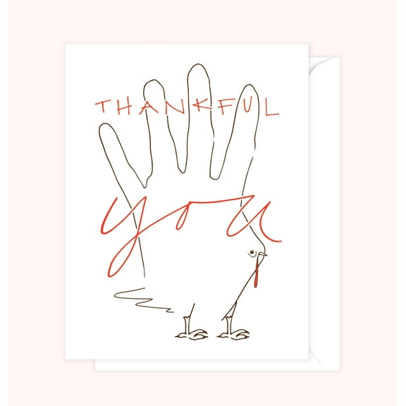 Thankful You Turkey Handprint Card – Unique Thanksgiving Greeting Card with Envelope – Perfect for Expressing Gratitude and Appreciation