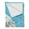 thumbnail image 2 of Whale Soft Flannel Fleece Blanket, Shoal of Whales in Colors Swimming in the Ocean Together Theme Hand Drawing Image, Cozy Plush for Indoor and Outdoor Use, 70" x 90", White and Blue, by Ambesonne, 2 of 5
