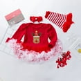 thumbnail image 3 of URMAGIC Infant Girls Christmas Romper Outfit Baby Girls One-piece Tutu Dress Newborn Xmas Skirt with Shoes Headband Leg Warmer 4pcs Set, 3 of 11