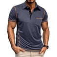 thumbnail image 3 of Havenx Short Sleeve Polo Shirt for Mens Collared Buttons Shirt Polos with Pocket Solid Color T Shirts Spring Summer Stylish Workout Soft Golf Tee,Dark Blue XL, 3 of 6