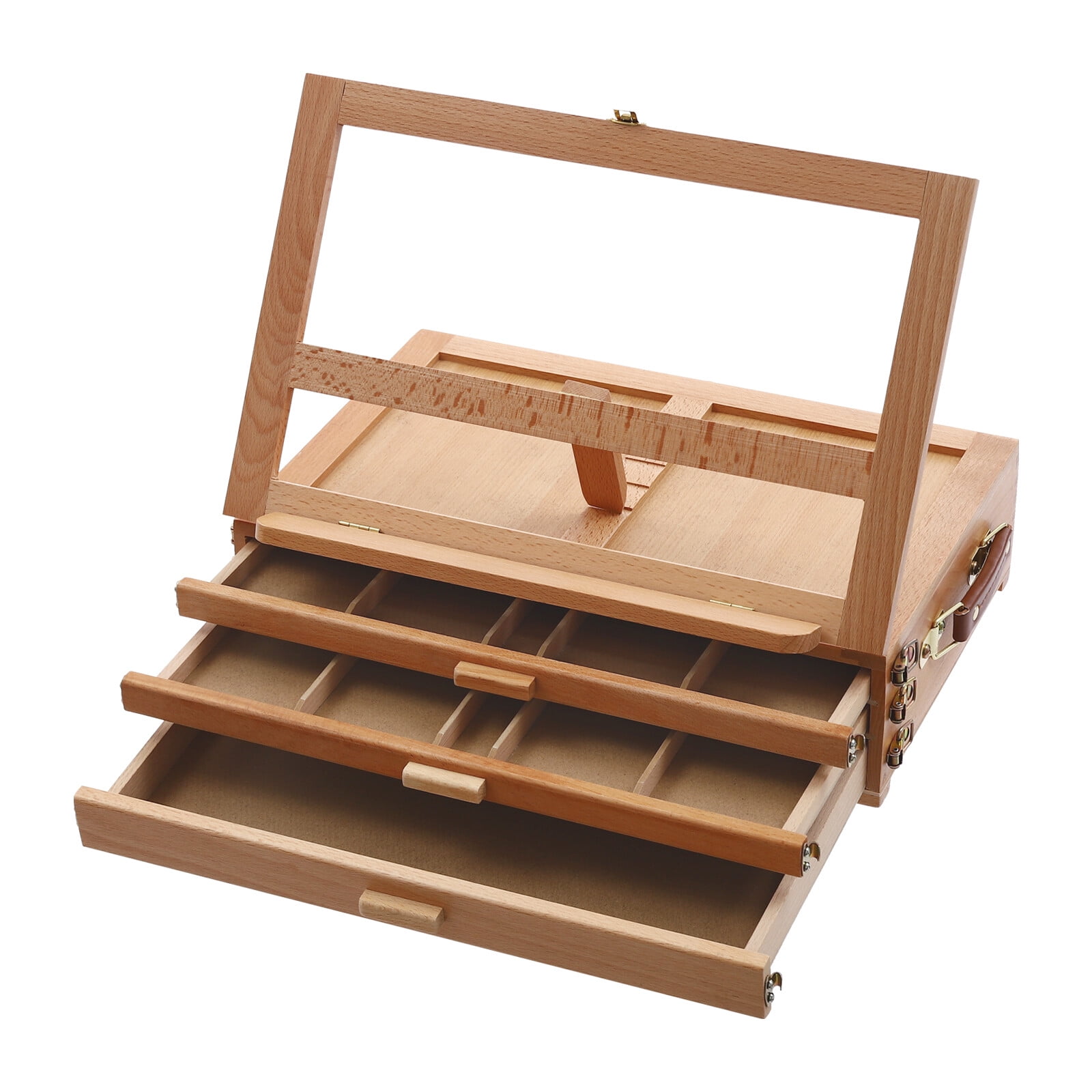 Wooden Painting & Drawing Table Foldable Easel Painting Board Stand with Drawers