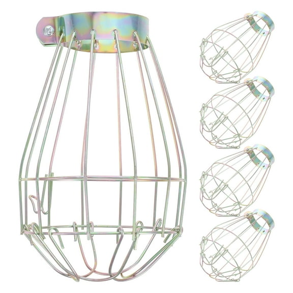 BESTONZON 5Pcs Anti Burn Lamp Guard Iron Wire Cage Silver Industrial Light Bulb Protection