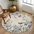 thumbnail image 2 of Round Rug 5Ft Washable Non-Slip, Spring Flowers Circle Area Rugs for Living Room Bedroom, Vintage Floral Leaves Birds Pastoral Botanical Indoor Floor Mats Carpet Runner for Home Decor Aesthetic, 2 of 8