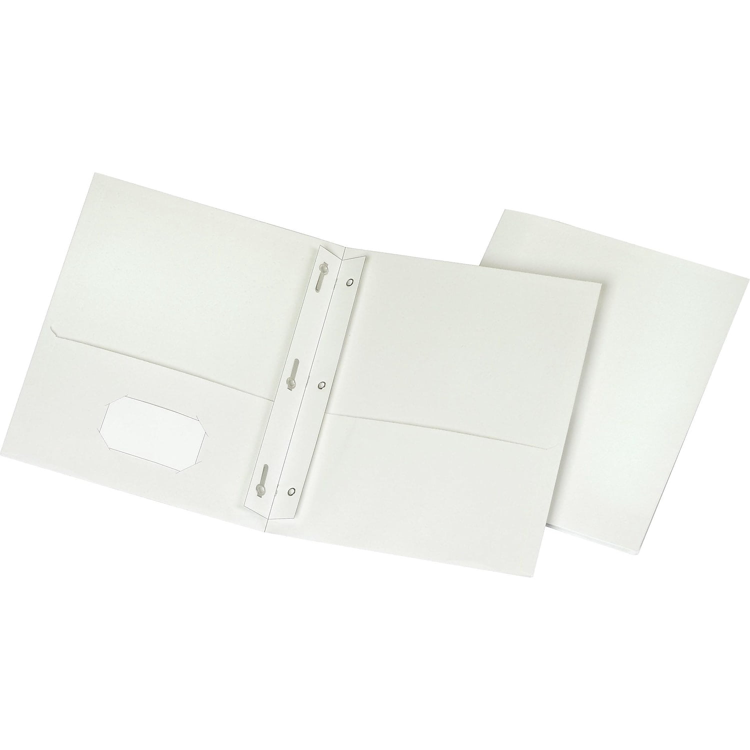 Staples Smooth 2-Pocket Paper Folder with Fasteners White 25/Box (50778/27545-CC) ST27545