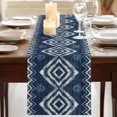 thumbnail image 3 of Table Runners 60 Inches Long Dress Scarves, Navy Blue Farmhouse Kitchen/Dining Table Runner, Small Coffee Tablerunners, Vintage Tribal Abstract Geometric Tie Dye Art 13x60 Inch, 3 of 9
