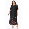 thumbnail image 2 of MLDRA Women's Dress Plus Size Lace Patchwork Crew Neck Short Sleeve Casual Loose Long Maxi Floral Print Sundress, 2 of 5