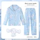thumbnail image 3 of Sanrios My Melody Hello Kittys Cinnamoroll, conjunto de pijama con solapa estampado bonito para niños, cárdigan Kawaii, pantalones de manga larga, ropa para el hogar, 3 of 5