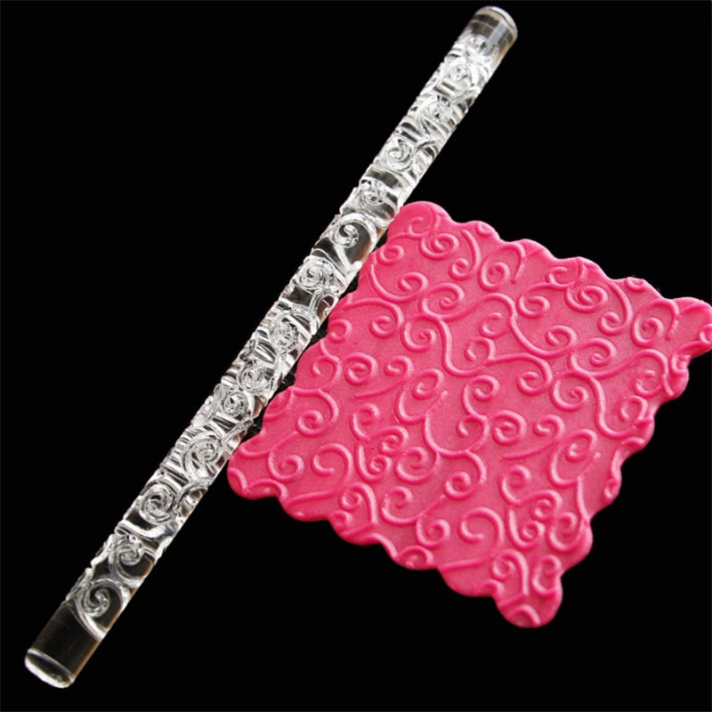 Textured Embossing Acrylic Rolling Pin Cake Decorating Fondant Tools 20 Shapes 