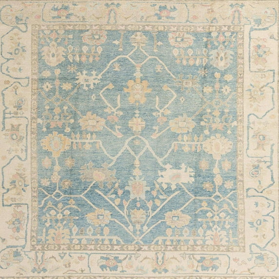 Ahgly Company Machine Washable Indoor Square Abstract Sage Green Area Rugs, 8' Square