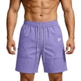 thumbnail image 2 of Men's Quick Dry 7-Inch Beach Shorts, Elastic Waist Drawstring Solid Color Swim Trunks with Zipper Pockets, Lightweight Breathable Summer Thin Shorts for Men Purple, 2 of 5
