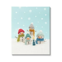 Stupell Industries Winter Snowmen Christmas Tree Holiday Photography Gallery Wrapped Canvas Print Wall Art