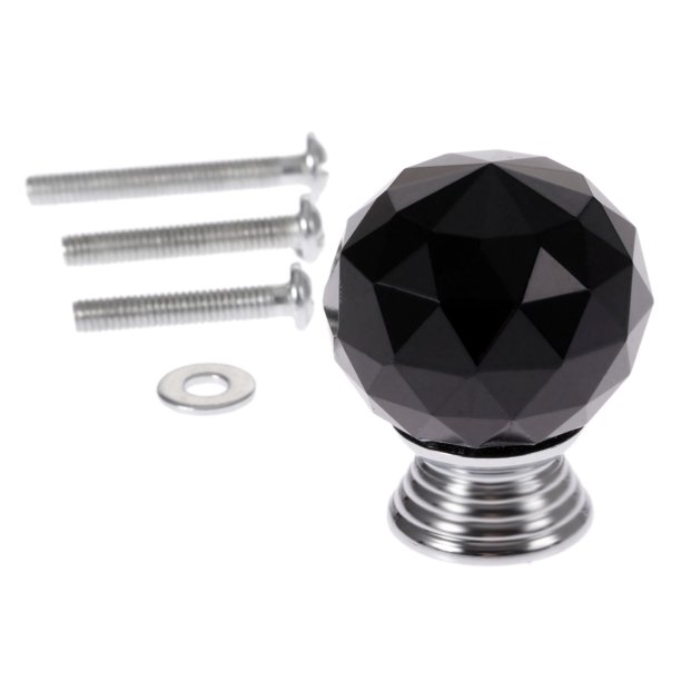 1pc Diamond Manden Crystal Glass Ball Knob 30mm Clear Blanco Blanco Muebles Negro Partes Hardware Cocina Cajón Tornillos Tornillos