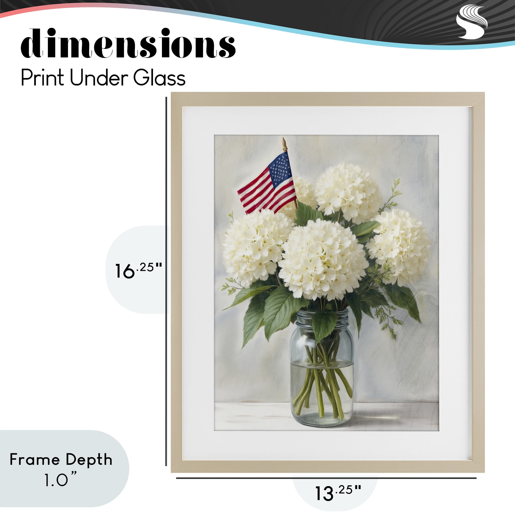 Stupell Industries Festive Patriotic Hydrangea Birch Framed Print Under Glass, design by Kim Allen