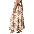 thumbnail image 4 of Women's Maxi Skirt Floral Printed Flowy Elastic Waist Long Skirts Boho Summer Beach Vacation Outfits with Pockets, 4 of 6