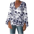 thumbnail image 1 of Blusa de manga larga con cuello en V para mujer, informal, sexy, a la moda, con estampado de Halloween Pompotops  FGAJ14634, 1 of 8
