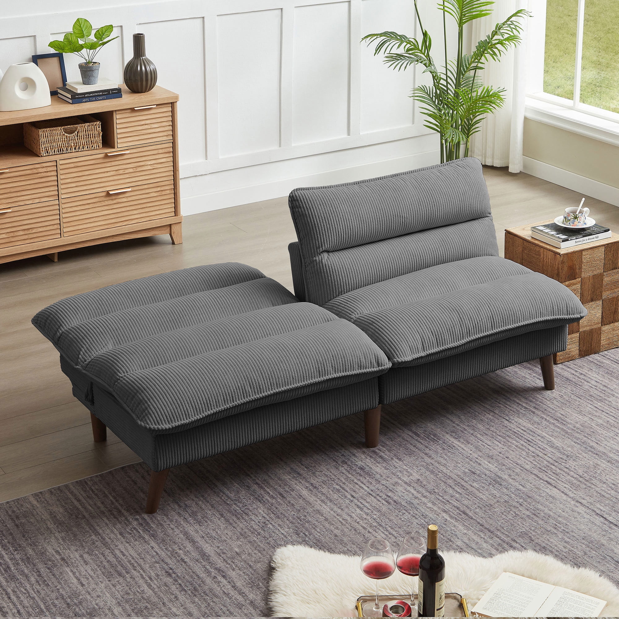 Soscana Modern Linen Fabric Futon Convertible Sofa Bed 2 in 1,Sleeper Sofa Couch for Living Room Apartment Bedroom Office Studio