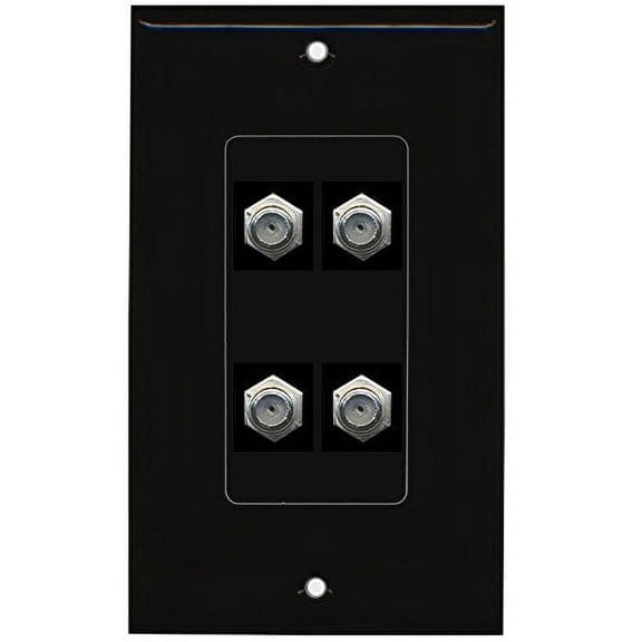 RiteAV (1 Gang Decorative 4 Coax Black Wall Plate Black