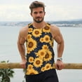 thumbnail image 6 of Logiee Navy Blue Plaid Sunflower Print Men's Workout Tank Top,Quick Dry Workout Tank Top,Gym Muscle Tee,Fitness Bodybuilding Sleeveless T Shirt-4X-Large, 6 of 7