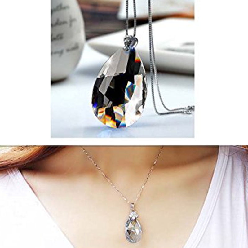 20Pcs Crystal Clear Teardrop Chandelier Prisms Pendants Parts Beads Hanging 38mm 