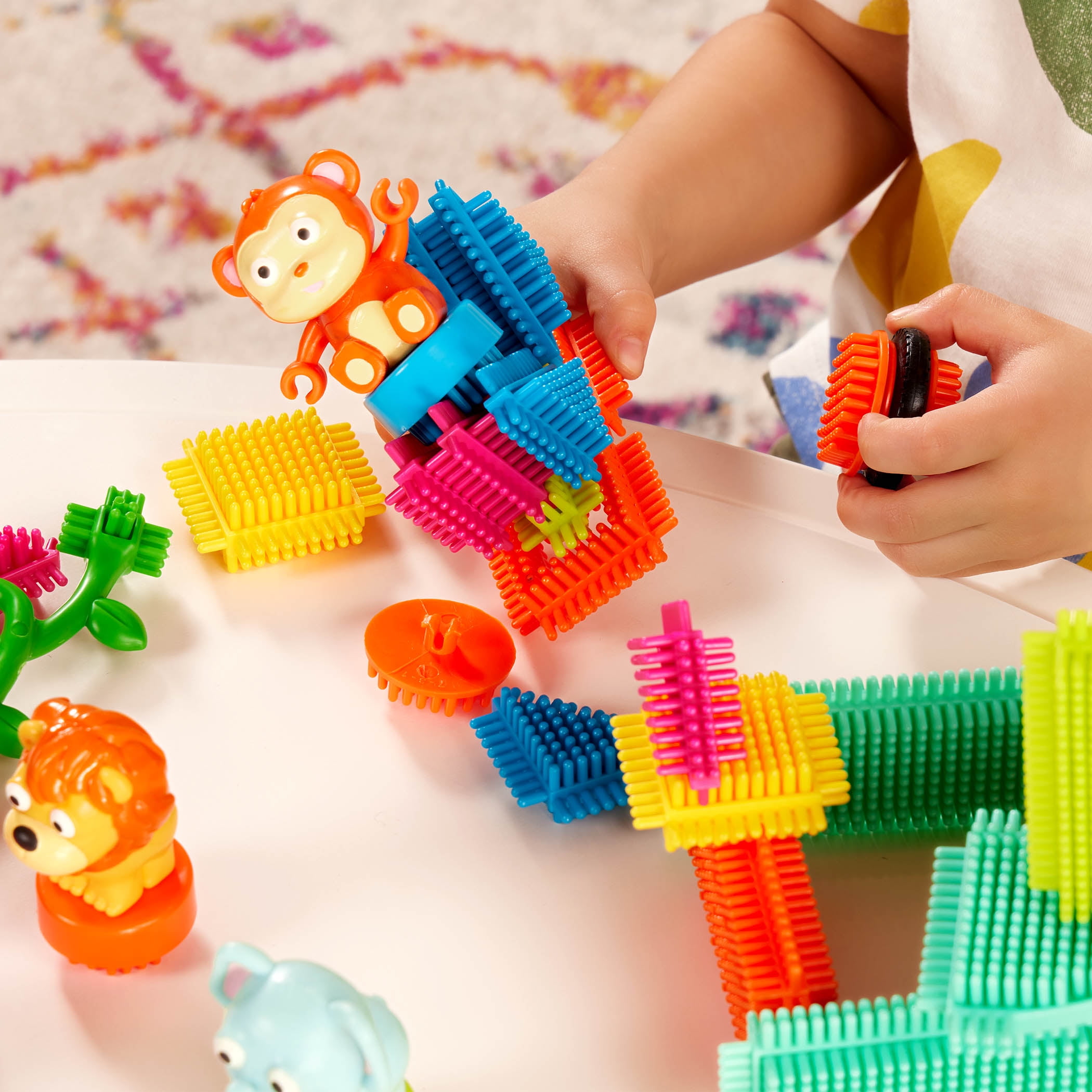 Battat Bristle Blocks Jungle Adventures 54 Plastic Sensory Blocks, Toddler and Preschool Toys