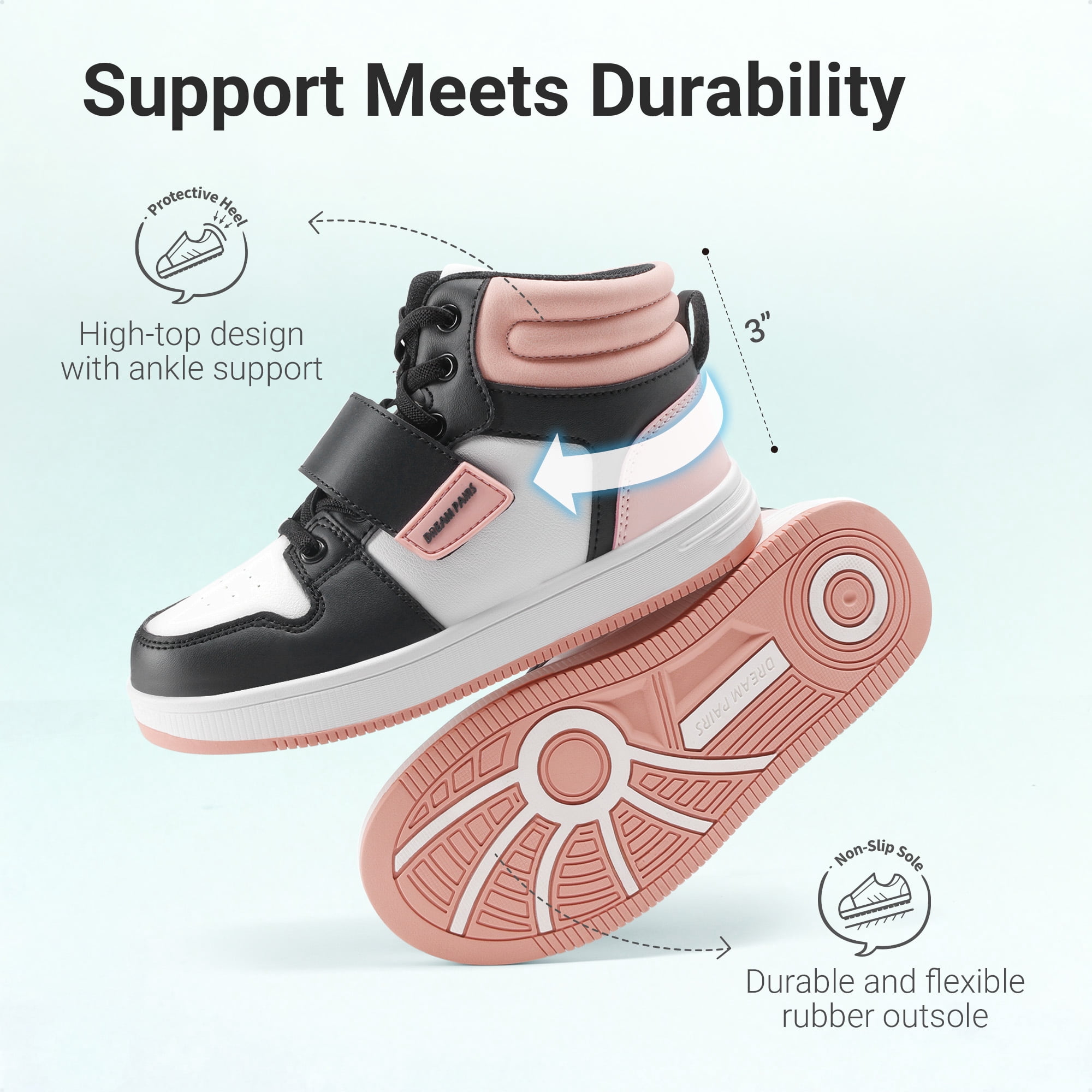 Dream Pairs Kids Boys & Girls Fashion High Top Sneaker Youth Fashion Basketball Shoes