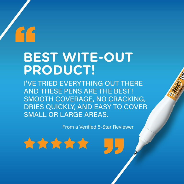 BAZIC Correction Pen White Out 3 ml, Precise Metal Tip (3/Pack), 1-Pack