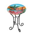 thumbnail image 1 of Luxen Home WHP1520 Flamingo Glass Bird Bath with Metal Stand, 1 of 1
