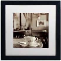 Trademark Fine Art "Tuscany Caffe IV" Canvas Art by Alan Blaustein, White Matte, Black Frame