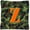 Camo Green, variant on Letter Z Initial Monogram - Maroon and White Fabric Decorative Pillow