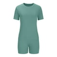 thumbnail image 3 of Deal of The Week Women's Short Sleeve Tops Womens Lounge Sets Short Sleeve with Shorts Pullover Jogger Outfit Summer Casual Tracksuits Ndbuld Green L, 3 of 5