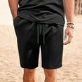 thumbnail image 2 of BUWTTER Mens Shorts Solid Color Drawstring Jacquard Casual Loose Comfortable Business Sports Black Shorts L, 2 of 6