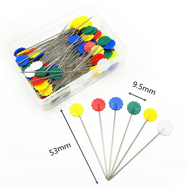 100 Pieces Flat Head Straight Pins Flower Button Head Sewing Pins Quilting  Pins Decorative Pins for