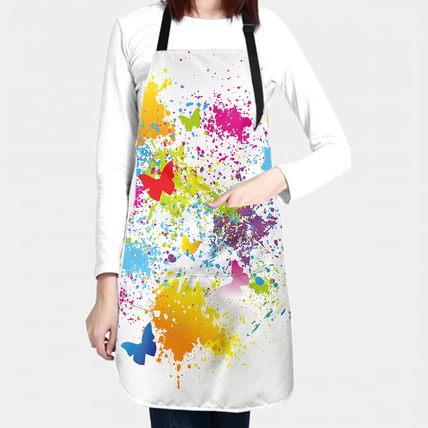 Artist Apron with 2 Pockets and Adjustable Neck Waterproof 