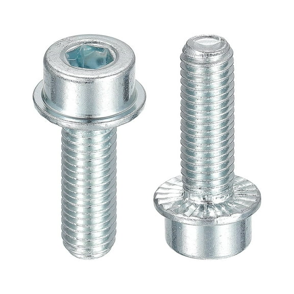 M8x25mm Flanged Socket Head Screws, 20 Pack 8.8 Grade Carbon Steel Flange Bolts