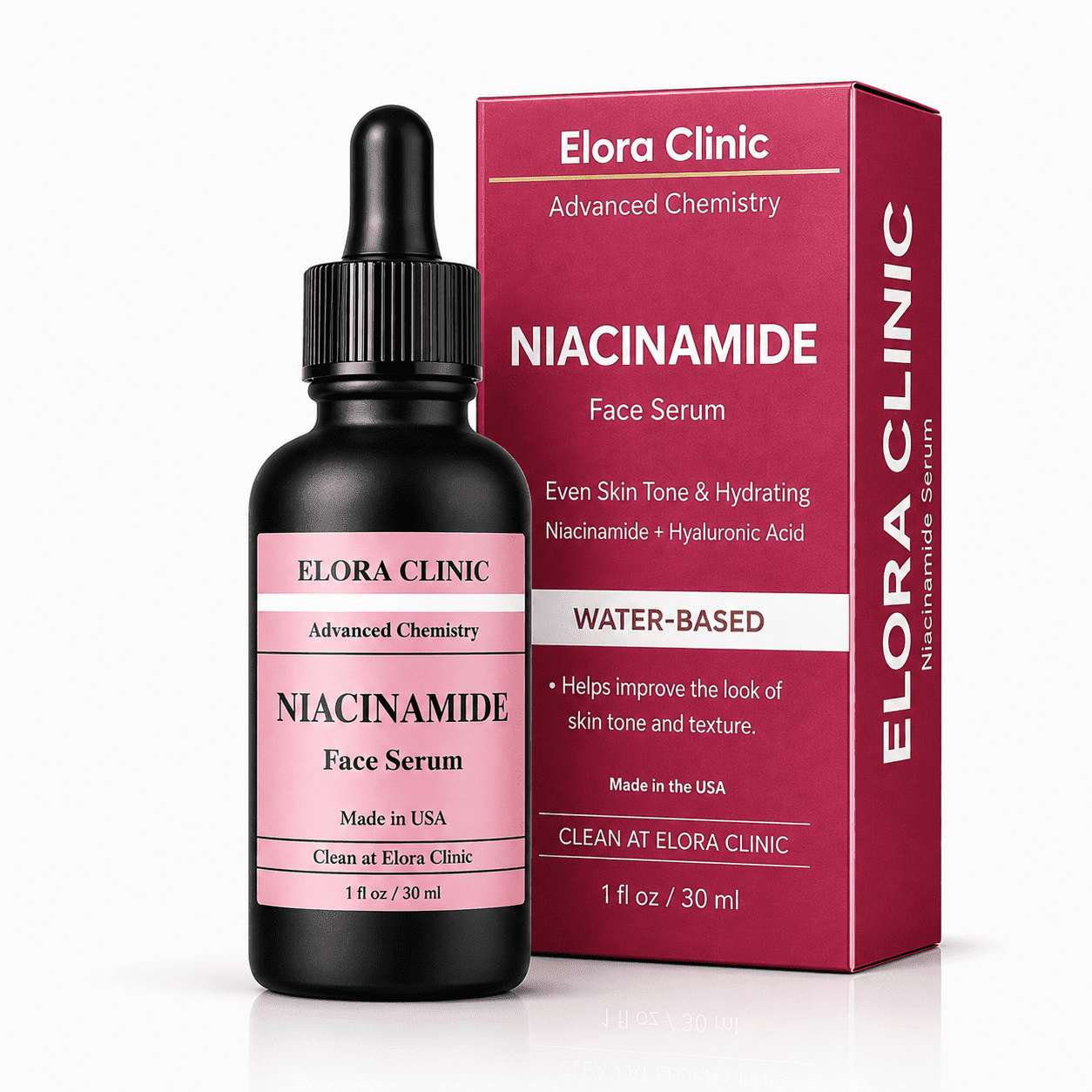 Elora Clinic Niacinamide Serum - Hyaluronic Acid serum With Niacinamide - Niacinamide For Dark Spots -Lightweight Water Based Hyaluronic Acid With Niacinamide Serum