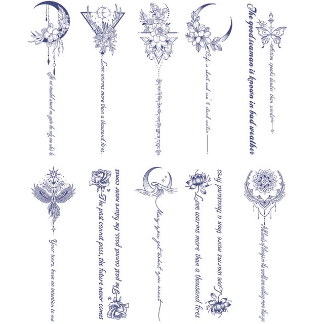 Juego Pegatinas Tatuaje Con Ramo Flores Silvestres Pequeñas 10 Uds. Impermeables para Adultos Y