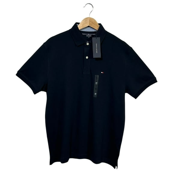 Tommy Hilfiger Men's Cotton Polo Shirt Size L Navy Blue Soft Breathable Fabric
