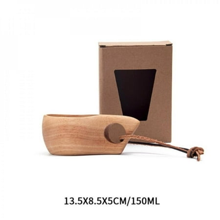 

Clearance!Wooden Mug Cup with Handle Portable Eco-Friendly Traditional Lightweight Coffee Mug Kitchen Picnic Outdoor Travel Camping Using A4