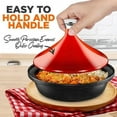 thumbnail image 5 of NutriChef Cast Iron Moroccan Tagine 2.75 Quart Tajine Cooking Pot with Stainless Steel Knob ​(Red), 5 of 6