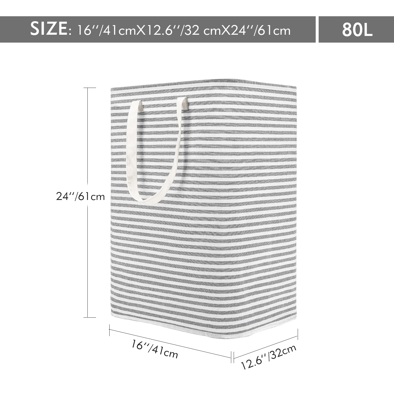 DOKEHOM Freestanding Laundry Hamper 80L, Gray photo 3