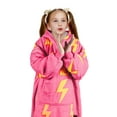 thumbnail image 7 of Solaris Kid's Oversized Wearable Blanket Hoodie Sweatshirt, Warm Comfortable Sherpa Fleece Pullover with Large Front Pocket for Teens (7-16 yr) Youth Boys, Girls, Pink Thunder, 7 of 7
