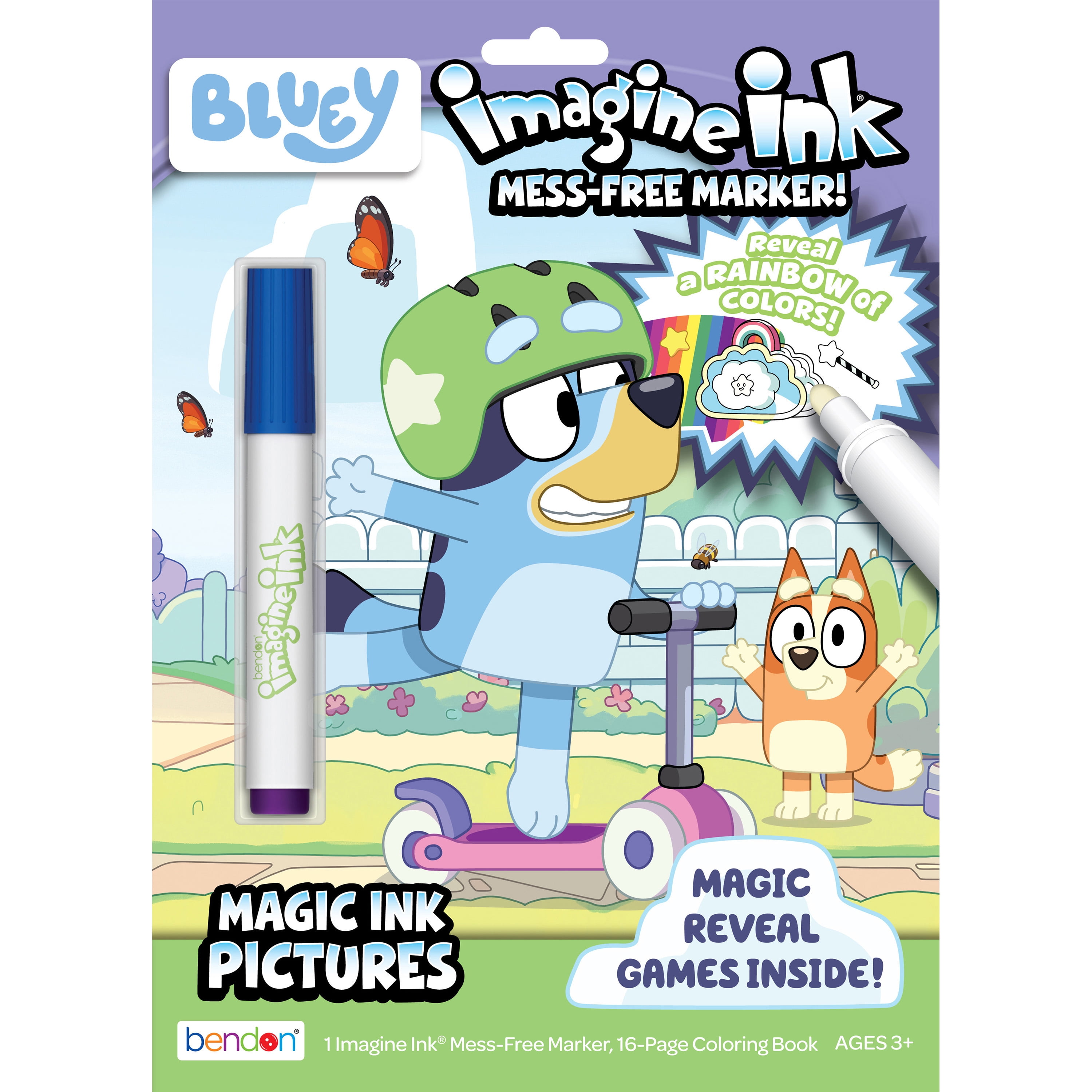 Bluey 16 Page Imagine Ink Coloring Book with Mess Free Marker