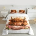 thumbnail image 2 of Feelyou Cute Cartoon Cow Queen Comforter Set for Teen, Kawaii Daisy Flower Floral Bedding Sets, Farmhouse Animal Reversible Bedding Comforter Set, Ultra Soft Bedroom Decor, 3-Piece, 2 of 8