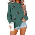 thumbnail image 2 of Womens Halloween Tops Printed Crew Neck Long Sleeve Elastic Hem Fashion Loose Fall Pullover Top Army Green L, 2 of 6