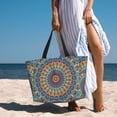 thumbnail image 3 of Wukai Round Mandala Print Zipper Bag,large Beach Tote Bag,Waterproof Sandproof Bag,Grocery and Picnic Tote Travel Bag, 3 of 5