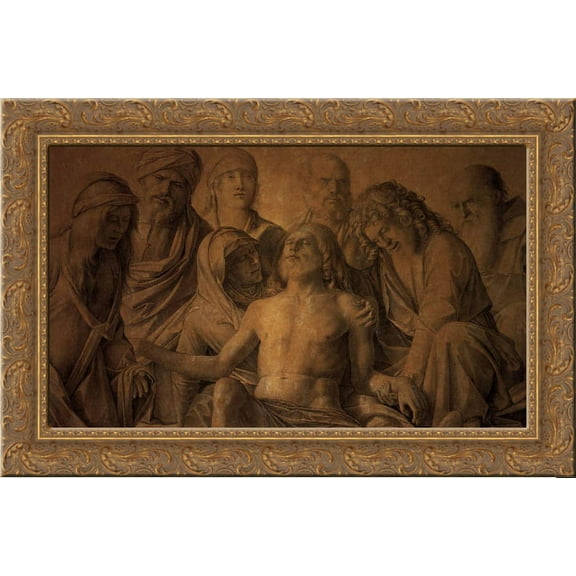 The Lamentation over the Body of Christ 24x18 Gold Ornate Wood Framed Canvas Art by Bellini, Giovanni