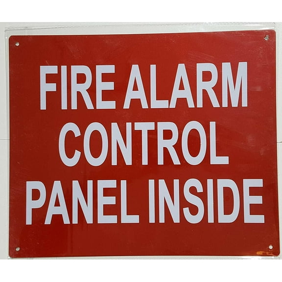 FIRE ALARM CONTROL PANEL LOCATED INSIDE SIGN,(12 X 10,RED,ALUMINUM) -ref16822