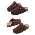 thumbnail image 4 of Zapatillas de mujer, clogs & mules de gamuza y piel con soporte en arco, casuales, café, 4 of 6