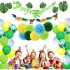 Dinosaur Party Supplies - Birthday Decorations Little Dino Party Decorations Set for Kids Dinosaur Party Favors Dinosaur Balloons Dinosaur Cake Topper Jungle Latex Balloons with Pump Tattoo (69 Pack)